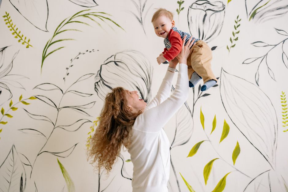 Pastelkleuren wolkenpatroon voor babykamer.